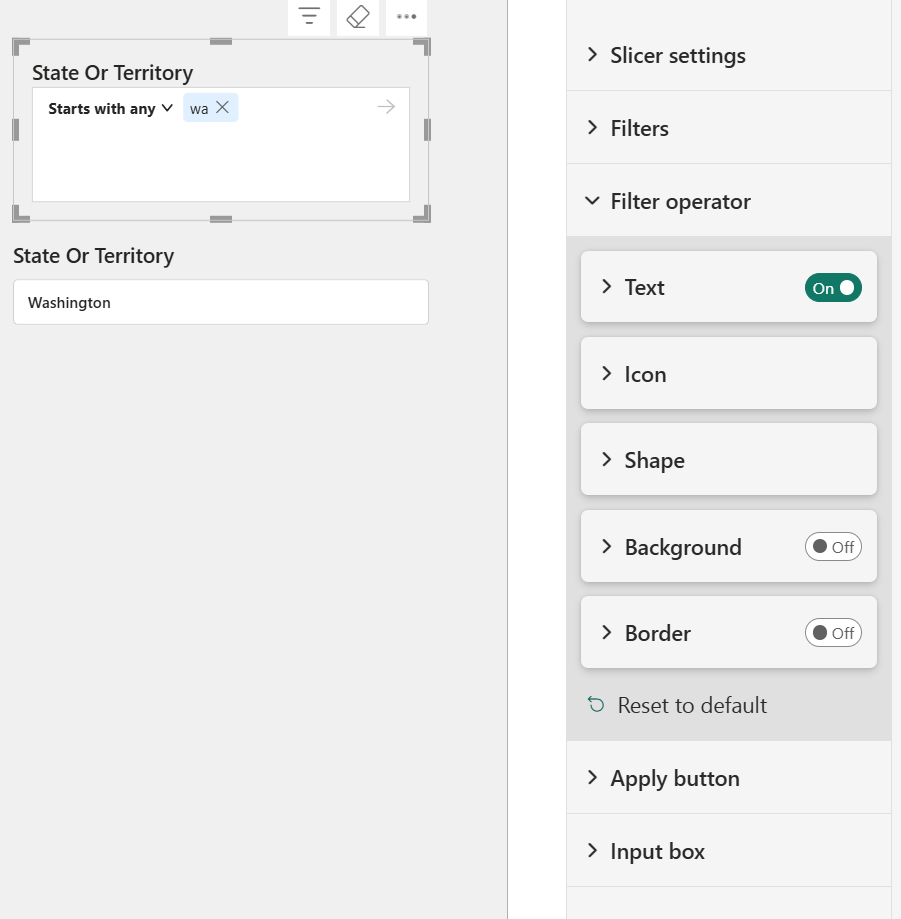 Input Slicer visual in a Power BI Report.