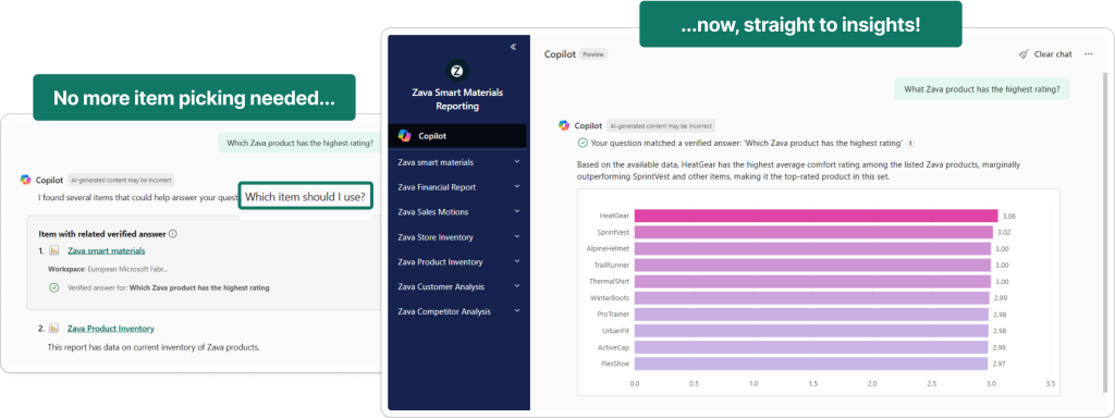 Item selection is no longer required. Copilot automatically chooses the most relevant item.
