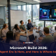 A business team in a modern Brisbane office watching a Microsoft Build 2026 presentation introducing MAI on a large screen.